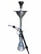 Khalil Maamoon Large freezer shisha complete with hose, bowl and tray, Silver 70CM