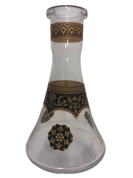 ALNOUR Clear W/ BLACK AND GOLD PATTERN glass base large