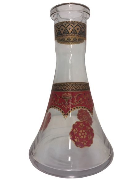 ALNOUR Clear W/ RED AND GOLD PATTERN glass base large