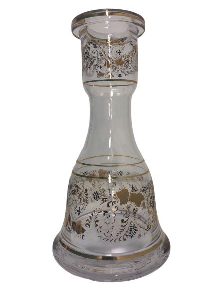 ALNOUR clear 20 Shisha glass baseW/ gold pattern SMALL