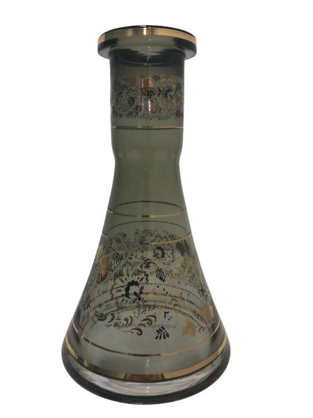 ALNOUR GRAY 22 Shisha glass base W/ gold  pattern SMALL 