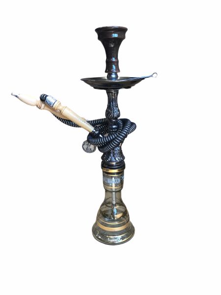 Khalil Maamoon Safari Candle complete shisha with hose, bowl and tray GUNMETAL 52CM