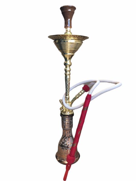 Khalil Maamoon Large freezer shisha complete with hose, bowl and tray, GOLD 70CM