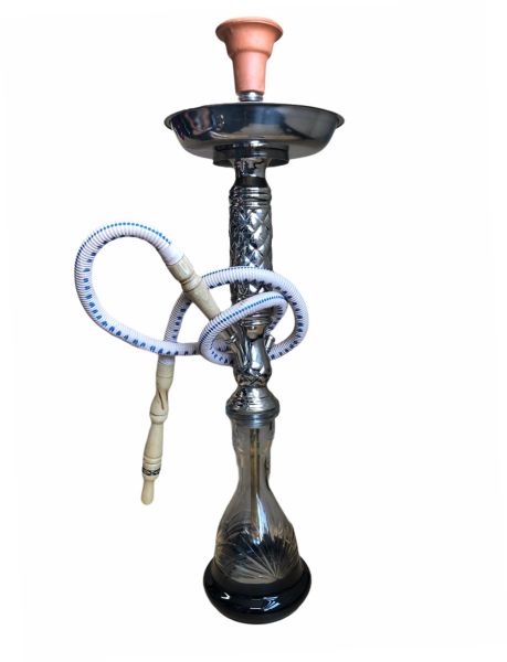 Shishaology 135 complete HAND MADE Shisha 65cm with bowl and hose SILVER 