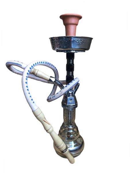 YAHYA 142 complete Shisha 47cm with bowl and hose ZINC BLACK / SILVER