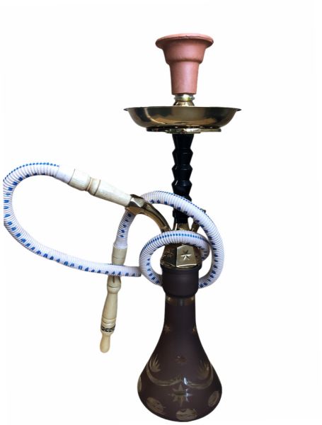 YAHYA 144 complete Shisha 47cm with bowl and hose ZINC BLACK / GOLD