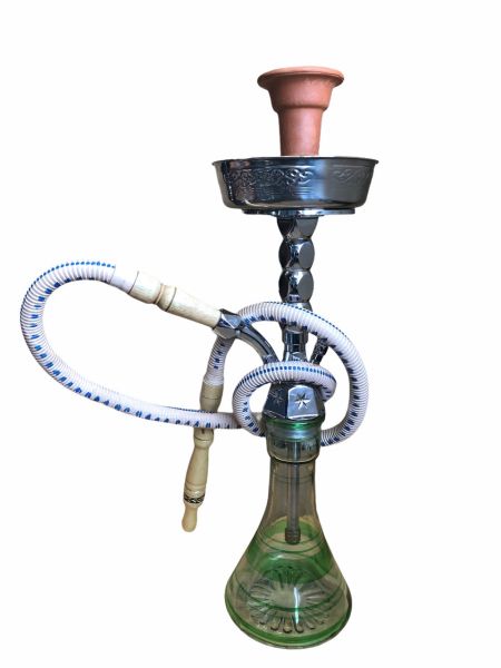 YAHYA 145 complete Shisha 47cm with bowl and hose ZINC SILVER