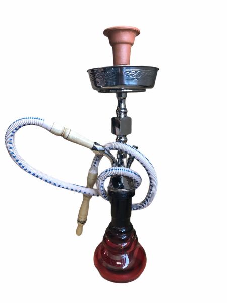 YAHYA 146 complete Shisha 47cm with bowl and hose ZINC SILVER