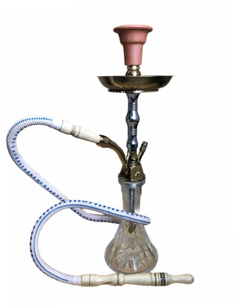 YAHYA 147 complete Shisha 47cm with bowl and hose ZINC SILVER / GOLD