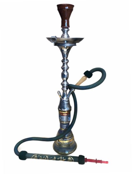 Khalil Maamoon KM 15128 complete shisha with hose, bowl and tray Silver 70CM