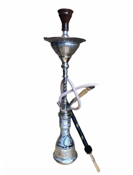 Khalil Maamoon World cup complete shisha with hose, bowl and tray Silver 75cm