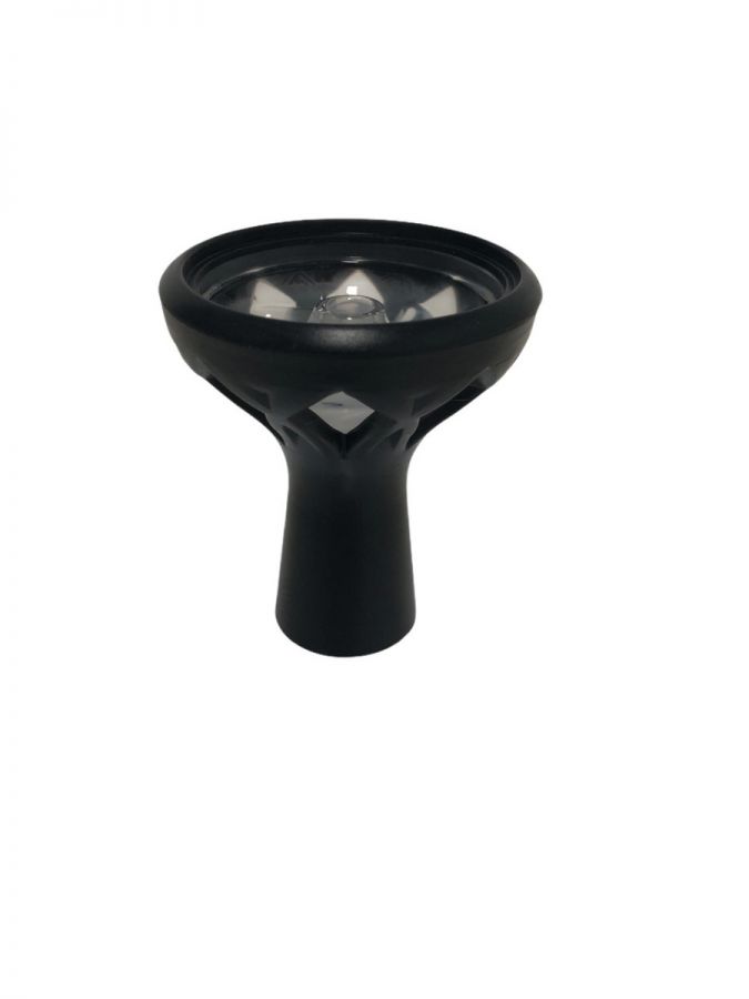 YAHYA silicon with glass insert shisha bowl / head, female BLACK
